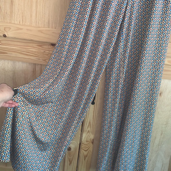 New Directions printed wide leg palazzo boho hippy pants size S - Picture 3 of 4